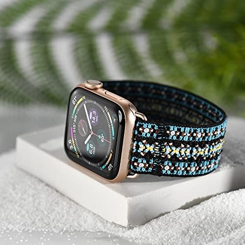 TEFECA Orchid Bordery Pattern Pattern Compatible/Substacement Band for Apple Watch