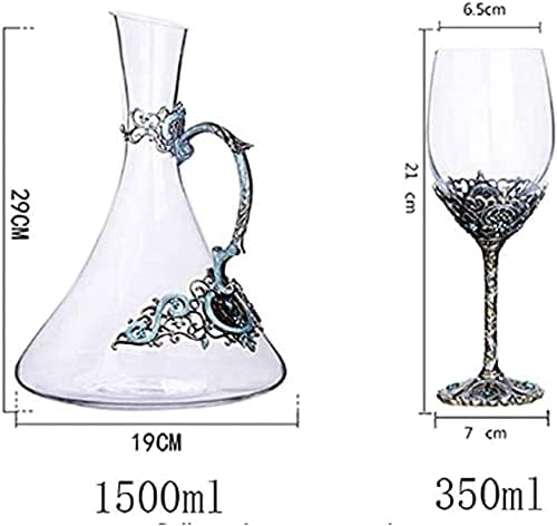 Whisky Decanter Wine Decanter 3-Pieces Whisky Decanter e Glasses Conjunto, Decanter de Uísque de Cristal de 1500 ml com 4 óculos de