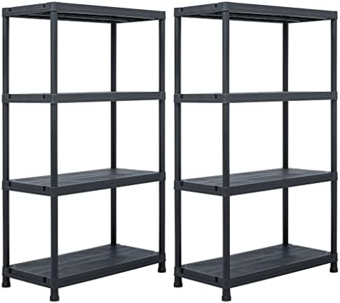 AllForyours Plataforma de armazenamento Prateleira industrial Racks 2 PCs preto 440,9 lb 31,5 x15.7 x54.3 Plástico Business