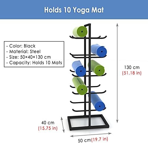 Erlan de 5 camadas de ioga piso de rack de armazenamento, suporte de organizador de tapete de exercícios para 10 rolos de espuma/tapetes/toalhas