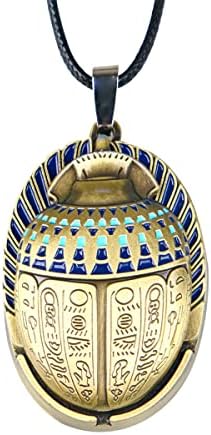 Colar da lua egípcio pingente de bússola de escaravelho com cordão de couro vintage acessório de jóias masculinas