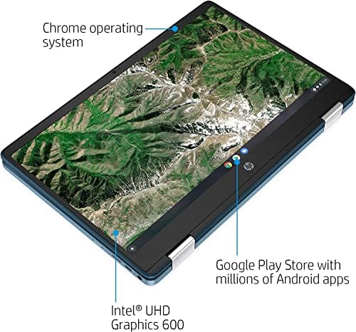 HP Chromebook X360 2-1-1 14 Luz de tela sensível ao toque HD e laptop fino, processador Intel Celeron N4020, 4 GB de RAM,