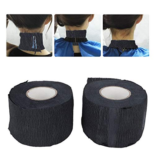 2 rolos tiras de pescoço de barbeiro, papel de cabelo preto de pescoço preto dispensável para tingimento profissional de corte de