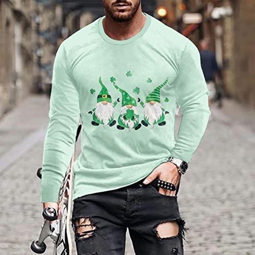 Oioloyjm St Patricks camisa do dia masculino Summer Summer Sweatshirt Casual Moda longa Moda impressa Blouse de pescoço O-pescoço