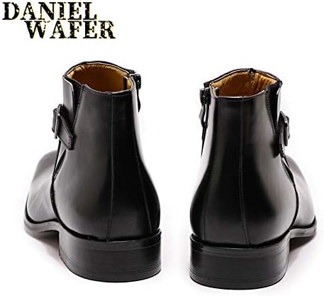 Daniel Wafer Design de luxo Botas masculinas Boots de couro genuíno Botas de tornozelo de alta qualidade tira de fivela de fivela masculina sapatos de vestido preto azul botas básicas homens