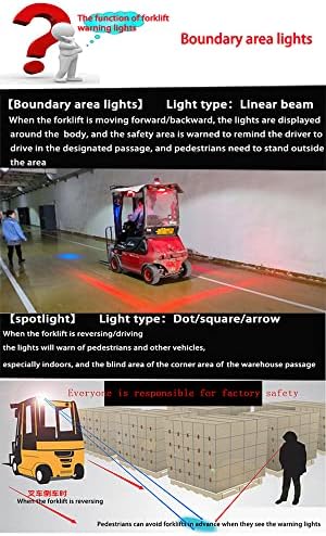Haoninyue Garanta a segurança da empilhadeira com nossa zona vermelha da zona para pedestres Luz - Luz de Arrow de Segurança Azul/Vermelha para Aviso Melhorado