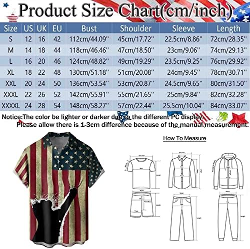 Camisetas T para homens para homens Male Spring e Summer Independence Day Celebration Casual Vintage Shirts Pack