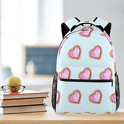 Backpack Rucksack School Bag de viagem casual Daypack para mulheres meninas adolescentes, pink Love Heart Light Azul Fundo