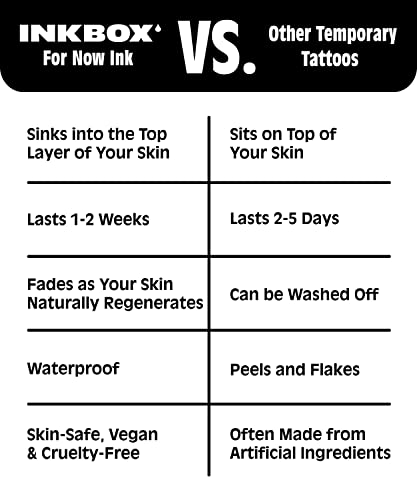 Tatuagens temporárias do Inkbox, tatuagem semi-permanente, uma tatuagem de temperatura resistente à água e fáceis e resistentes à água com tinta-dura 1-2 semanas, sensação de pelúcia, 3 x 3 em