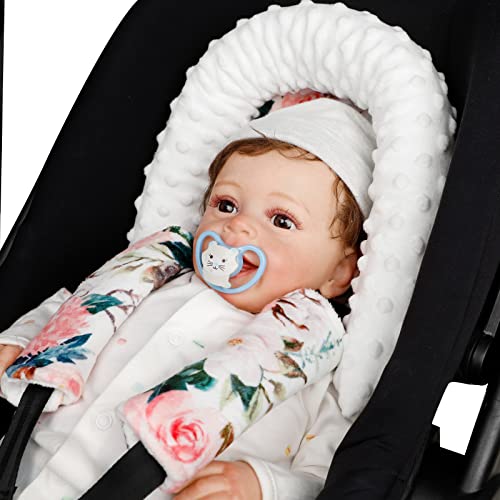 Tampas de assento de carro para bebês e suporte para a cabeça do assento do carro, flor rosa