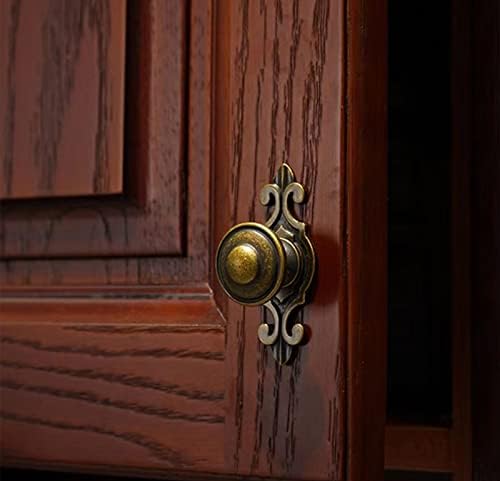 TiECA.HW 4pcs Antigo bronzeado de bronze de bronze botões com placas de backur de lis, diâmetro de 1,21 polegadas de diâmetro vintage gaveta de bronze puxa alças, hardware de banheiro da cozinha
