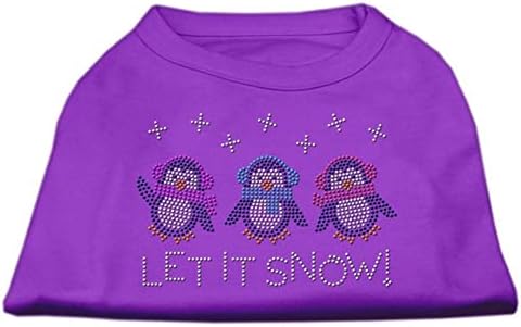 Mirage Pet Products 12 polegadas Let It Snow Penguins Camisa impressa de shinestone para animais de estimação, médio, preto