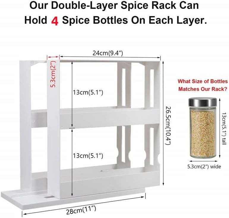Jahh Spice Organizer rack plataforma de armazenamento rotativo slide spice organizador armário de armário de cozinha rack de armazenamento de cozinha