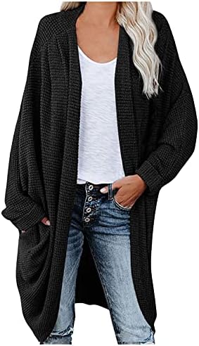 Suéteres de suéter de grande porte feminino manga de morcego longa cardigã de comprimento médio camisola de camisola de camisola