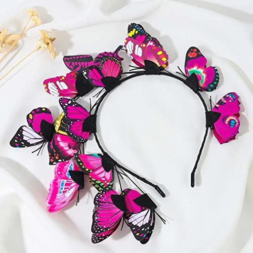 Buttosi Butterfly Fascinator Hat Butterfly Hair Band Hoops Monarch Bohemian Butterfly Bandidade Coroa Coroa Rosa Butterfly Tea Party Halloween Capace