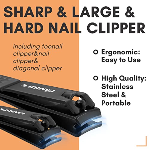 Conjunto de manicure, Familife manicure kit profissional kit de unhas kit de pedicure unhas Clippers 13pcs masculino kit de grooming ferramentas de pedicure