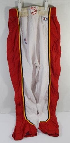 1992-93 Atlanta Hawks Steve Henson 12 Jogo usou calças de jaqueta branca de aquecimento 42 3 - jogo da NBA usado