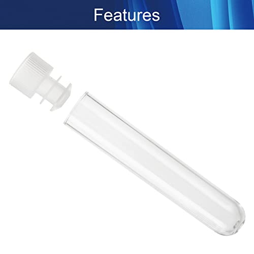 Bettomshin 300pcs Tubos de teste de plástico transparente com tampas brancas, mini tubo de teste de 12x60mm/0,47 x2,36,