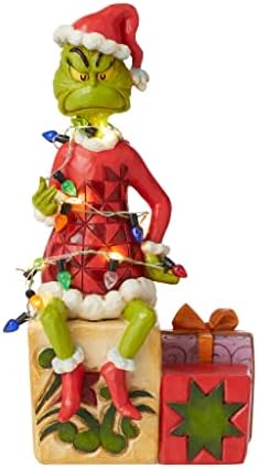 Enesco Jim Shore Dr. Seuss O Grinch sentado em presentes estatuetas, 7,48 polegadas, multicolor