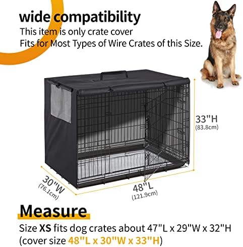 Tampa de caixa de cães peunitório 48 polegadas, capa de canil durável com ajuste universal de portas duplas para gaiola de cão