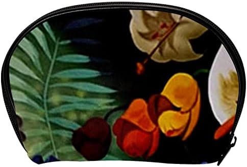 Bolsa de maquiagem de viagem, bolsa de cosméticos Caso organizador, para meminagem para produtos de higiene pessoal Acessórios, Phalaenopsis Horseshoe lotus retro floral