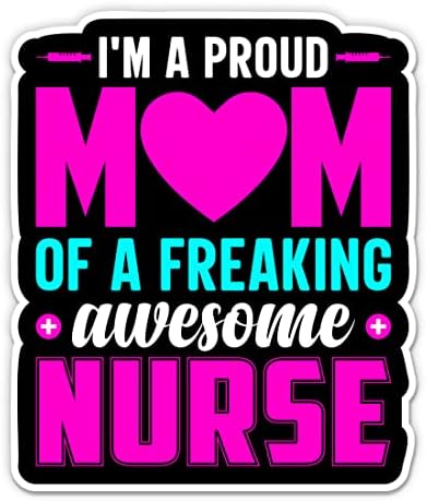 Mãe orgulhosa de uma enfermeira incríveis adesivos - 2 pacote de adesivos de 3 - Vinil impermeável para carro, telefone, garrafa de água, laptop - Decalques de Mãe da Enfermeira Enfermeira