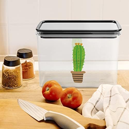 Recipientes de armazenamento de cactos Caixa de plástico transparente com tampas reutilizáveis ​​para lanches de cereais de cozinha.