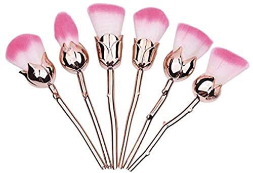 Escova de maquiagem 6 pcs pincéis de maquiagem da forma de rosa defina pó cosmético Face Pinceis Tool Blush Brush