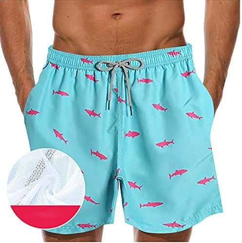 Baús de natação para homens da beuu, impressão gráfica engraçada de shorts de férias de verão de praia de praia com revestimento