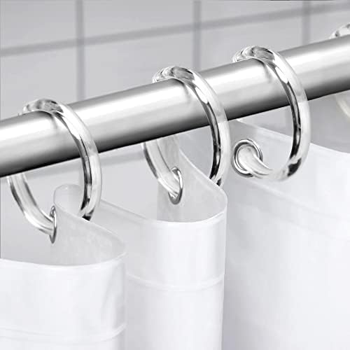 Decorrack 24 Clear Jumbo Shower Cortina Rings, 2 conjuntos de ganchos de chuveiro de forma de plástico C, cabides de anel com clipe para haste de cortina de chuveiro do banheiro
