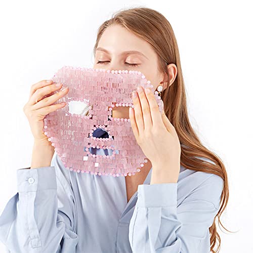 Quartzo natural Face jade cristal máscara de sono terapia fria beleza ferramenta de beleza rosa jade máscara de olho de olho gouache pedra spa facial spa Massageador - preto