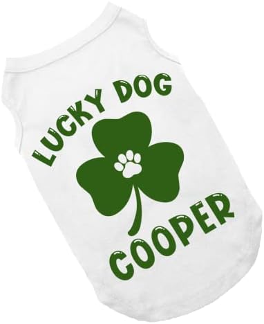 Camisa de cachorro personalizada para cachorro da sorte, camisa de cachorro do dia de St. Patrick, camisa verde de Clover St. Patty para cães, camisa do dia de St. Patrick para cães, roupas para animais de estimação