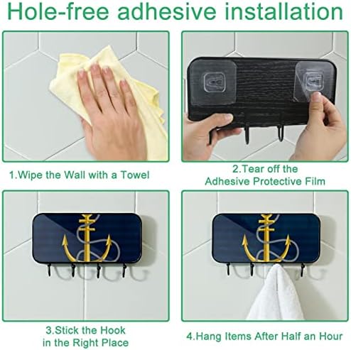 Montagem de parede para a parede da rack de casaco âncora, cacote de entrada com 4 enganche para chapéu de casaco Restas de bolsa