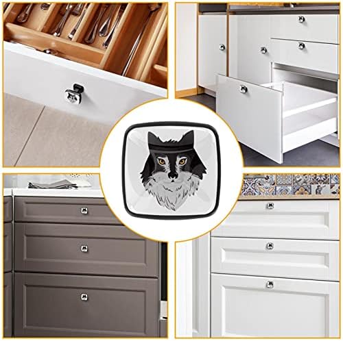 Mutradores de gabinete de 4 peças puxadores de gavetas de lobo para armário de banheiro de armário de cozinha, quadrado
