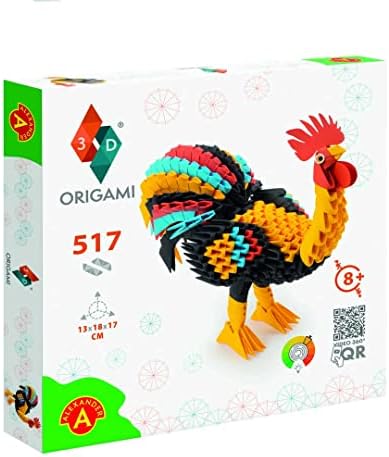 Origami 3D 501841 - 3D Galo de origami - bela escultura em papel 3D com componentes patenteados e instruções de construção fáceis de claras, 517 peças, 13 x 18 x 17 cm, de 8 anos