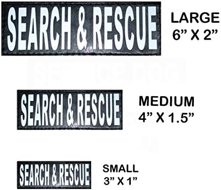 Doggie Stylz Conjunto de 2 patches reflexivos de busca e resgate para chicotes de cães de serviço e coletes.