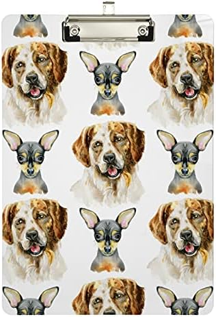 Cães aquarela Cães plásticos planícies 9 x12.5 clipboards de acrílico com clipe de letra de baixo perfil A4 Tamanho da letra