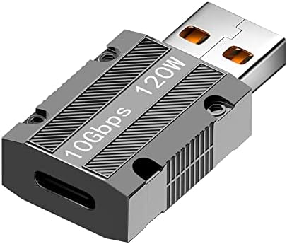 Qianrenon USB 3.1 para USB C Adaptador mecha Cyberpunk Styles 10Gbps USB3.1 Male para Tipo C conversor de dados feminino, textura de liga de zinco/artesanato, suporte a PD120W 4K Audio/Video Transmission