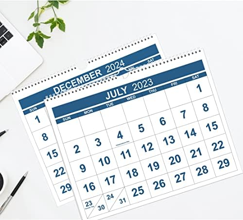 2023-2024 Calendário-Calendário de 18 meses de julho de 2023 a dezembro de 2024, calendário 2023-2024 com papel grosso, 12 x 14,5,