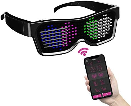 ACALEPH LED CABELIZÁVEL LED óculos com Bluetooth para festas, festivais, exibição de mensagens de texto de bricolage, animação,