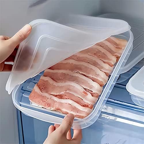 Wulikanhua 2 Pacote de bacon plástico Pacote com tampas herméticas, delicatessen cuts frios queijo economizador de alimentos