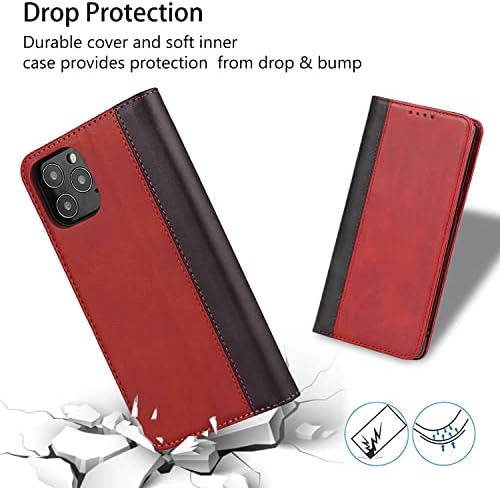 Ｈａｖａ ａ iPhone 12 Pro Max Caixa de telefone com suporte para cartões, iPhone 12 Pro Max Case Mulheres, capa de flip com slots de cartão de crédito para homens, PU Leather-Red e Black