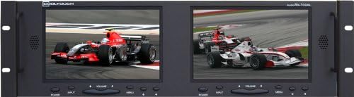 CoolTouch Monitores RX-702al: 2 entradas de vídeo compostas com loop passivo, 1 entrada VGA e 1 entrada de áudio analógico por tela