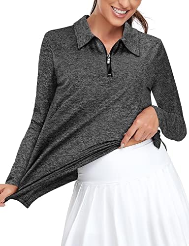 Viracy Womens Golf Shirt Upf50+ Sun Protection Treina Tops de manga curta longa 1/4 zíp