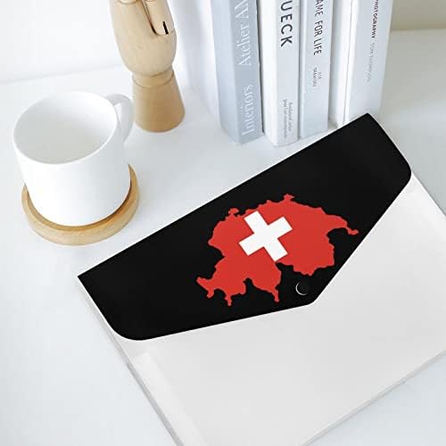 Mapa de bandeira da Suíça Organizador de Arquivos de Acordeão Expandindo a pasta 6 bolsos do escritório do escritório da