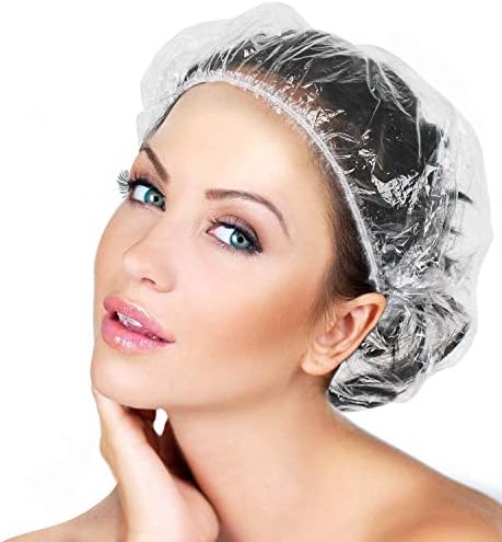 Capas de banho 100pcs Capas de chá de cabelo clara e impermeabilizadas descartáveis ​​Mulheres Men tampas de cabelo plástico100