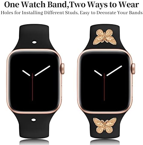 APOPIGAVI Designer Silicone Watch Bands com pregos compatíveis com a banda Apple Watch Band 38mm 44mm 40mm 45mm 41mm 42mm 49mm, Sport