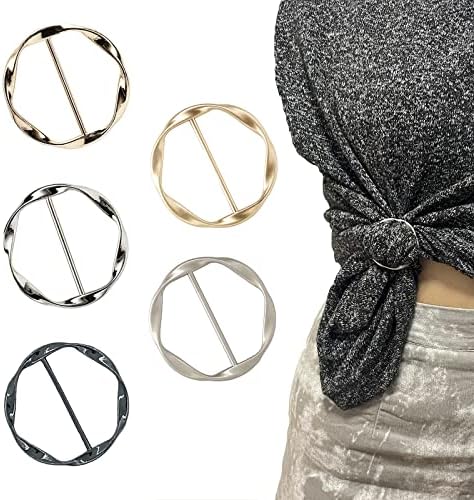 Clipes de cachecol de 5 PCs e clipe de camiseta para mulheres fivela de círculo de metal de moda para roupas de chapéu de chapéu decoração