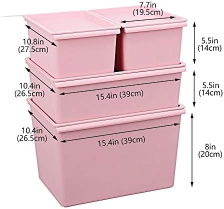 Caixa de armazenamento SCDHZP com tampa, leve robusta várias cores plásticas grandes com alça de armazenamento BINS