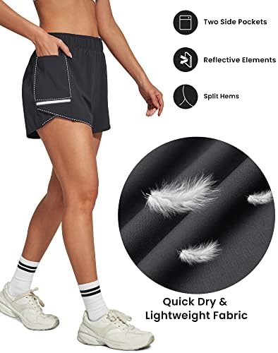 G4Free Running Shorts atléticos para mulheres de 3 polegadas de 3 polegadas de ginástica rápida de exercícios secos com bolsos